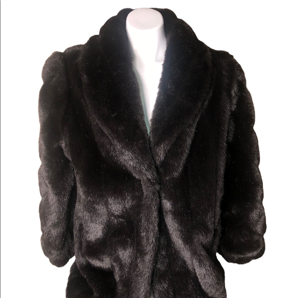 Elegant Black Faux Fur Coat